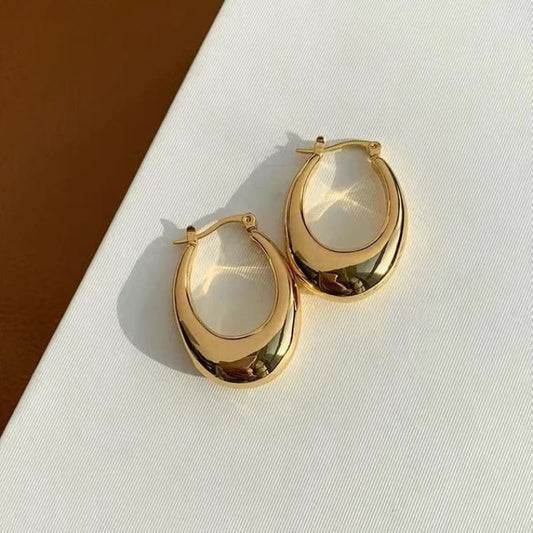U-shaped Teardrop Earrings With Au750 Coloured Gold Studs - LabombeYlang