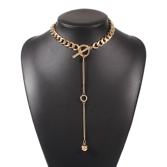 Gold long pendant necklace - LabombeYlang