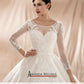 abiti da sposa Luxury Long Sleeve Lace Appliqued Low Back Shiny Wedding Dress