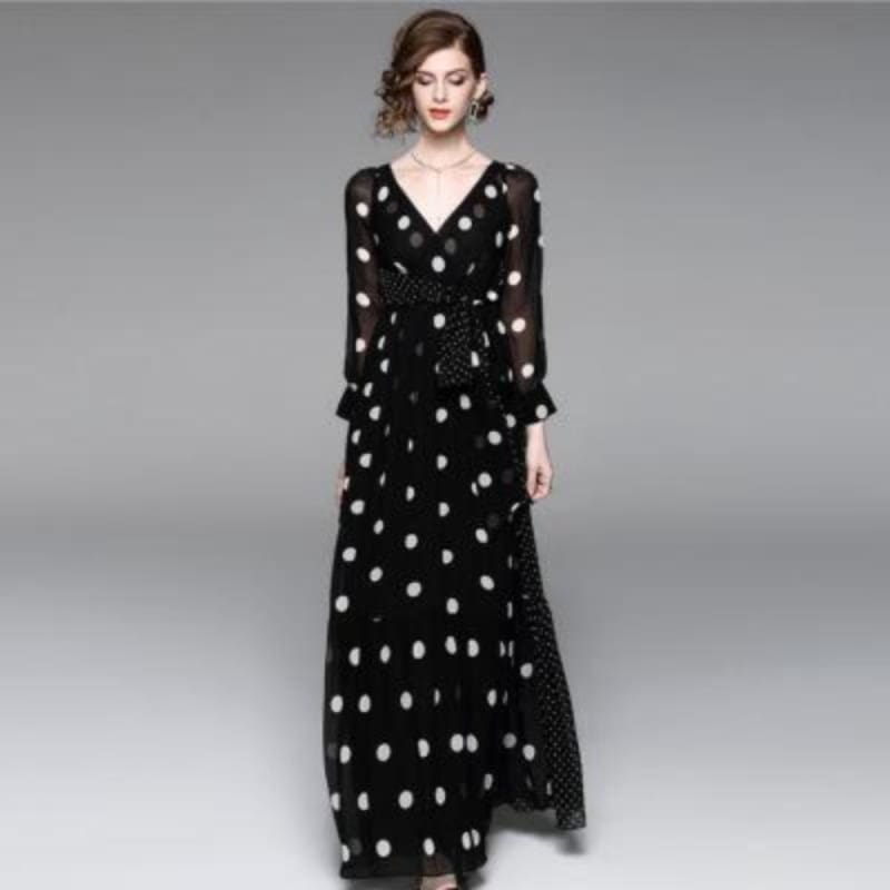 Robe Noir à Pois blanc Ma Robe | LabombeYlang