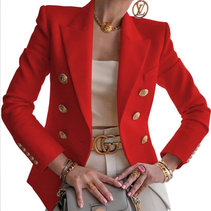 Veste Costume Blazer consistante femme - Rouge / M - Textile