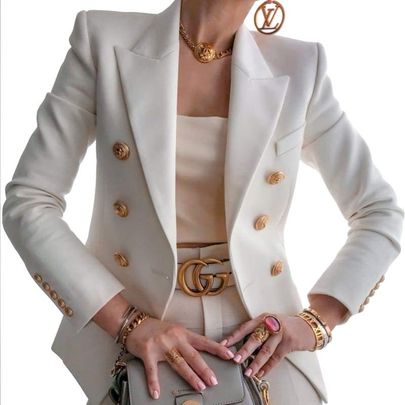 Veste Costume Blazer consistante femme - Blanc / 3XL - Textile